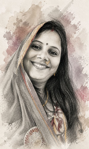 Watercolor Portrait Girls Photo