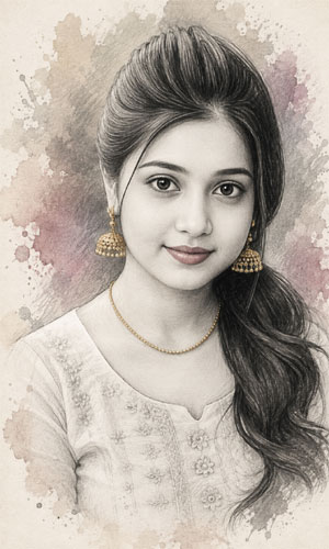 Watercolor Portrait Girls Photo