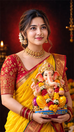 Ganesh Chaturthi Girls Photo Designs