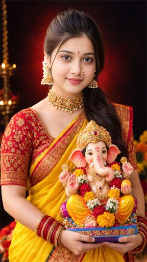 Ganesh Chaturthi Girls Photo Designs