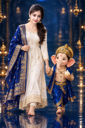 Ganesh Chaturthi Girls Photo Designs