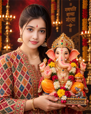 Ganesh Chaturthi Girls Photo Designs