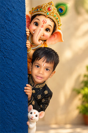 Ganesh Chaturthi Kids Photo Designs For Boys