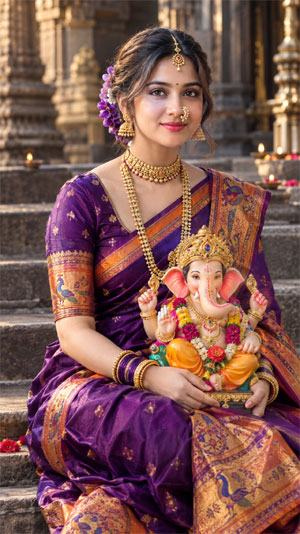 Ganesh Chaturthi Girls Photo Designs