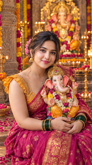 Ganesh Chaturthi Girls Photo Designs
