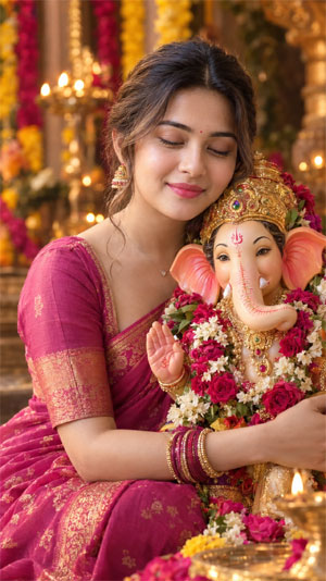 Ganesh Chaturthi Girls Photo Designs