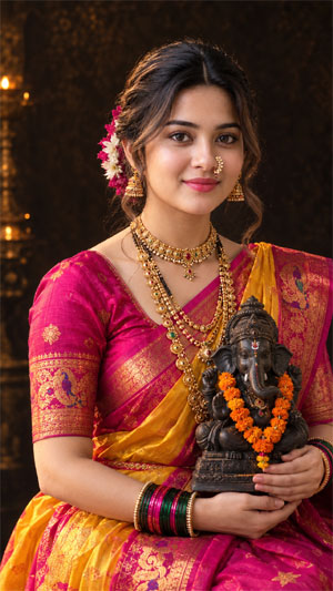 Ganesh Chaturthi Girls Photo Designs