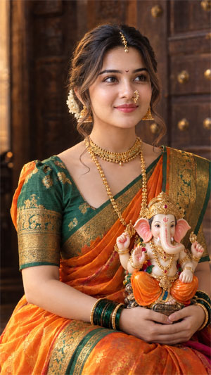 Ganesh Chaturthi Girls Photo Designs