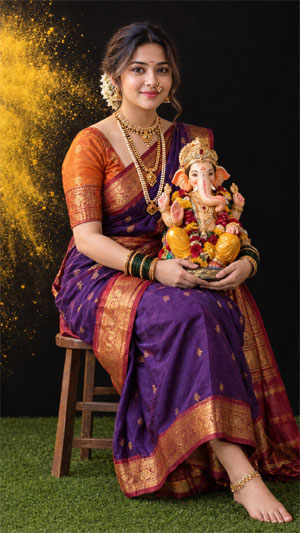 Ganesh Chaturthi Girls Photo Designs