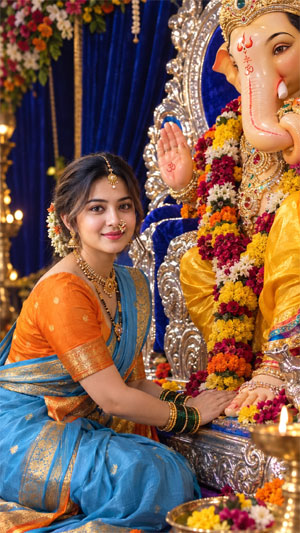 Ganesh Chaturthi Girls Photo Designs