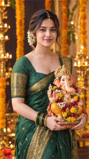 Ganesh Chaturthi Girls Photo Designs