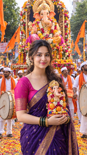 Ganesh Chaturthi Girls Photo Designs