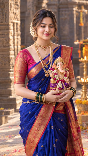 Ganesh Chaturthi Girls Photo Designs