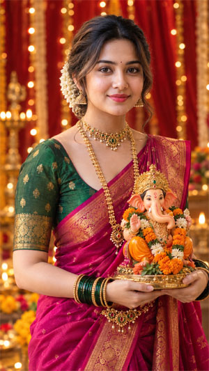 Ganesh Chaturthi Girls Photo Designs