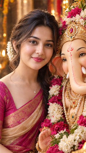 Ganesh Chaturthi Girls Photo Designs