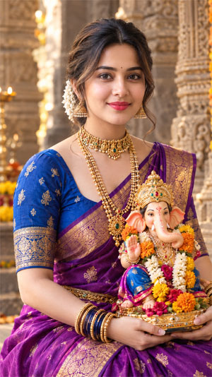 Ganesh Chaturthi Girls Photo Designs