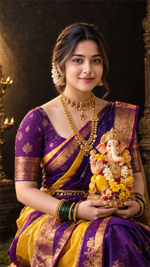Ganesh Chaturthi Girls Photo Designs