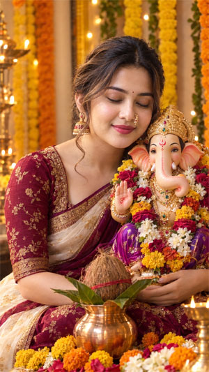 Ganesh Chaturthi Girls Photo Designs